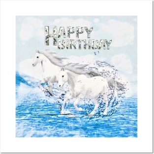 Angelic Horses Birthday Greeting Posters and Art